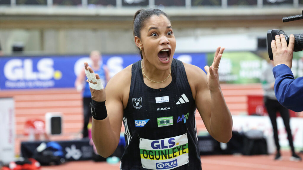 Yemisi-Ogunleye-jubelt-nach-Bestleistung. - Foto: DLV/Theo Kiefner