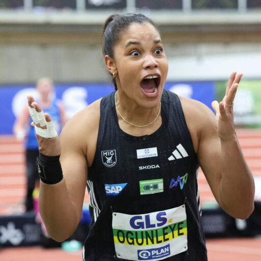 Yemisi-Ogunleye-jubelt-nach-Bestleistung. - Foto: DLV/Theo Kiefner